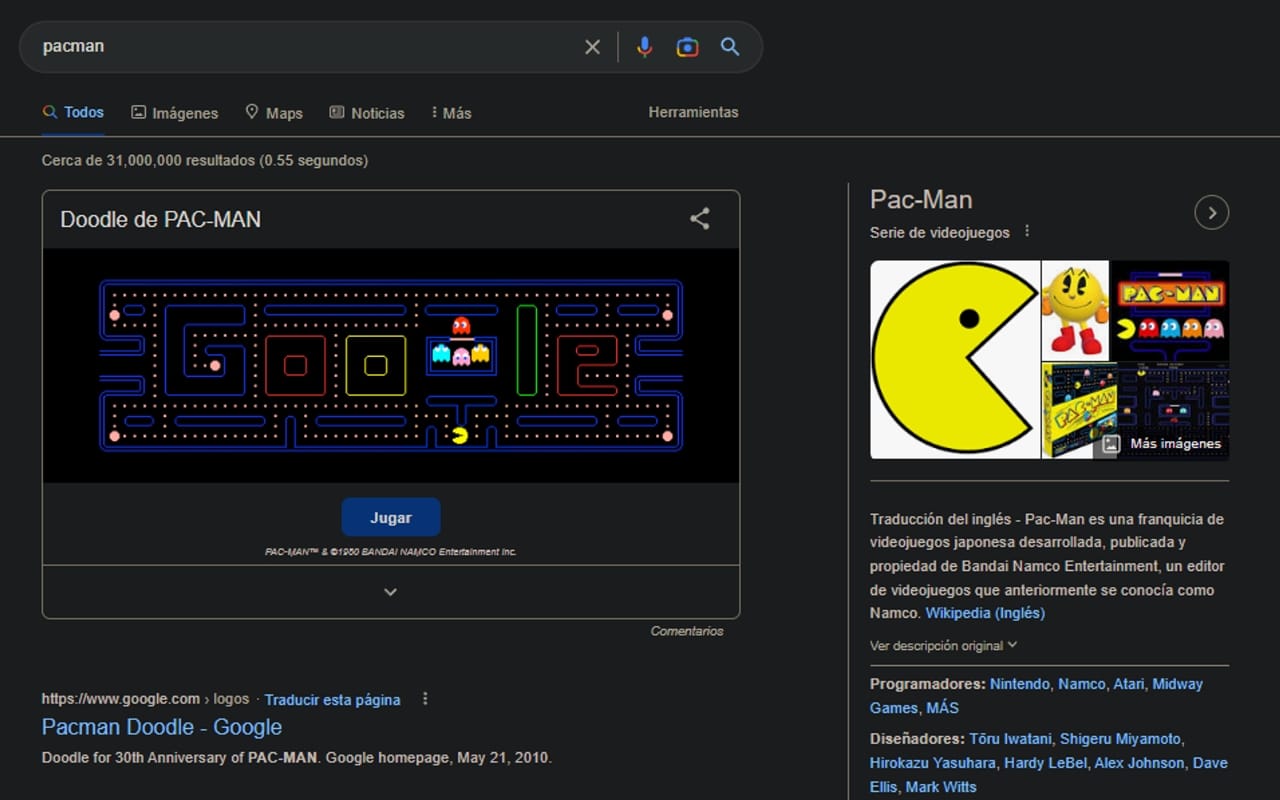 Play Pacman on Google Doodle